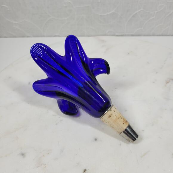 Vtg Murano 3pcs Crystal Flower Cork Stopper Pink Blue Green Hand Blown Art Glass - Picture 9 of 12